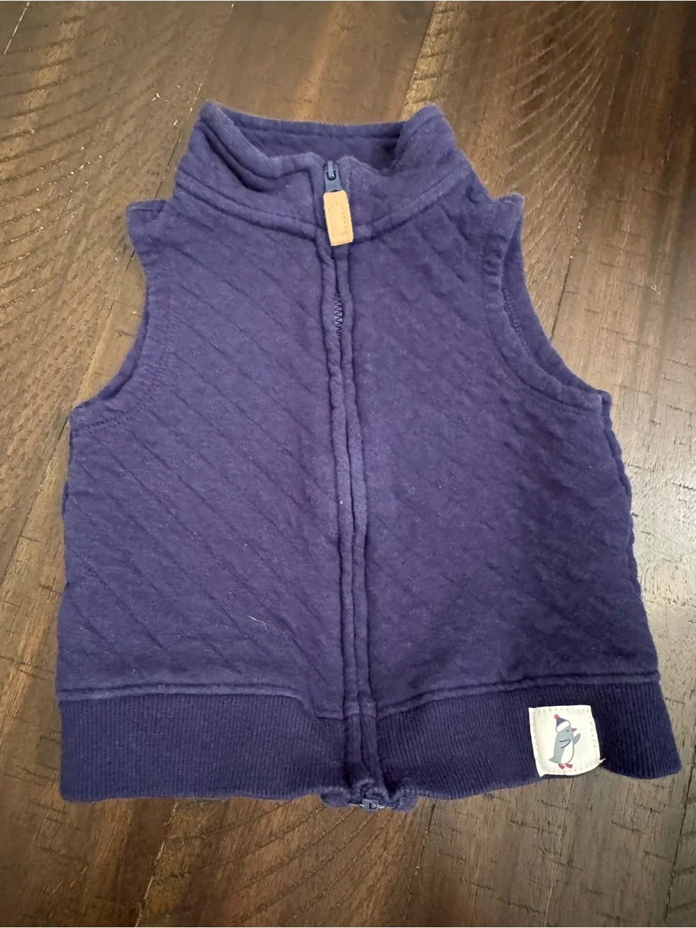 Baby Navy Quilted Zip Front Vest
